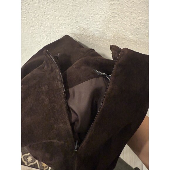 Eileen Fisher Goat Suede Chocolate Brown Skirt Lined Petite Small - Picture 8 of 8